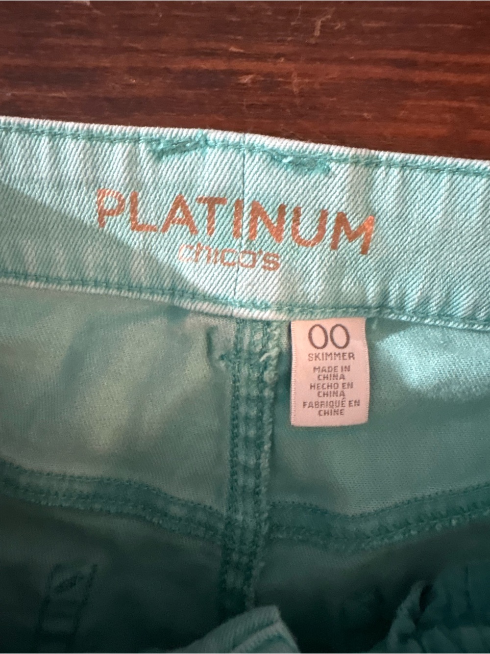 Chicos platinum skimmer teal blue straight leg pants size 2 - Picture 3 of 4